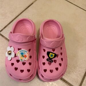Pink Kids Clogs with Heart Cutouts